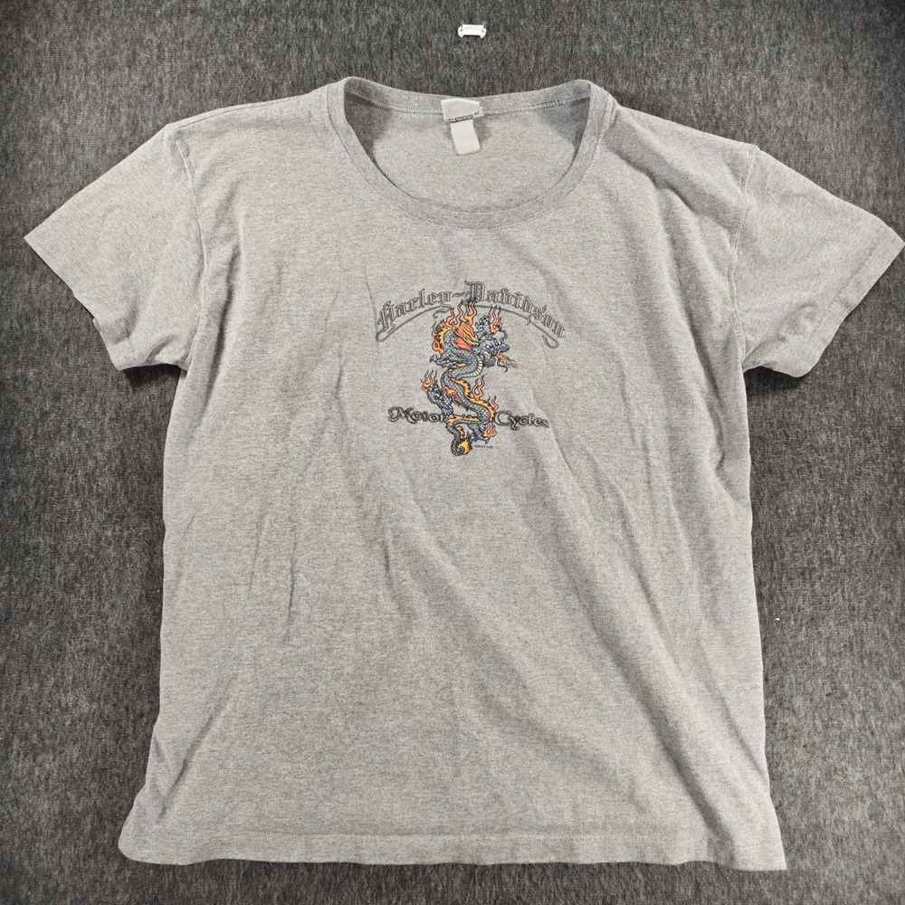 Vintage Harley-Davidson 2004 Dragon Graphic T-Shirt Mens XL Gray Smoky Mountains
